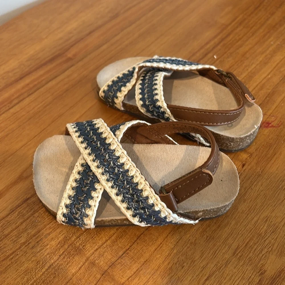 Unisex Mixed-Material Cross-Strap Sandals for Toddler